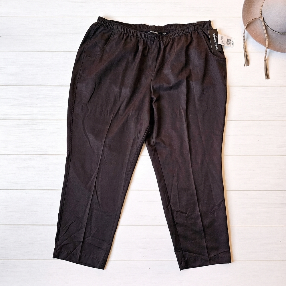NWT Components 22W Chocolate Brown Comfort Waist Straight Leg Easy Care Pants
